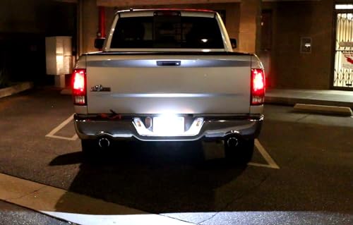 iJDMTOY 35-074-White License Plate Frame Mount 12V 24-SMD High Power Xenon White LED Rear Backup Reverse Light Kit Compatible With Car SUV Truck VAN RV
