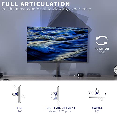 VIVO Single 13 to 38 inch LCD Monitor Heavy Duty Desk Mount Stand, Holds 1 Standard to Ultrawide Screen up to 38 inches, STAND-V001C - size: up to 38" screens, style: Standard