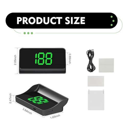 Car Heads Up Display, High Definition Center Console Speedometer Projector, USB Plug & Play Night Visible HUD Digital Speedometer, Universal for Most Cars (Green) - color: Green