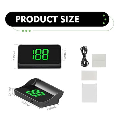 Car Heads Up Display, High Definition Center Console Speedometer Projector, USB Plug & Play Night Visible HUD Digital Speedometer, Universal for Most Cars (Green) - color: Green