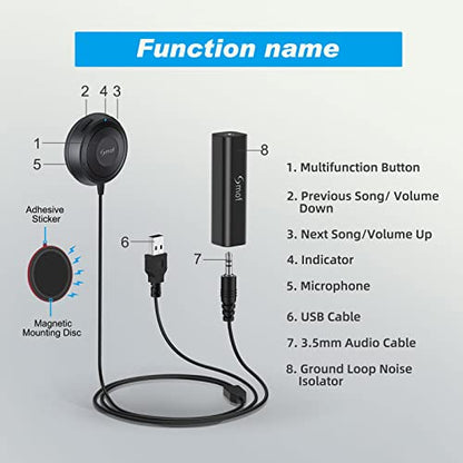 Smof Bluetooth Aux Car Adapter, BT5.2 Audio Receiver for Car/Home Stereo - size: Without Charger