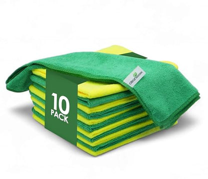 Microfiber Cleaning Cloths 16"x16" - Ultra Absorbent Cleaning Rags for Housekeeping - Reusable Microfiber Towels in Yellow and Green - Detailing Supplies for Kitchen Car Windows 10 Pack