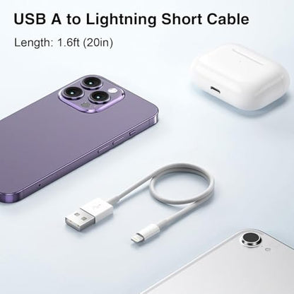 Abysssea 1.5FT Short CarPlay Cable, 20 inch USB A to Lightning Cable for iPhone 14, 14 Plus, 14 Pro Max, 13, SE 2nd/12/11/Xs/XR/8/7, iPad Air 4/5/ 6/7/8, Mini 2/3/4/5 Charger Cord, Car Charging Cable - size: 1.5FT