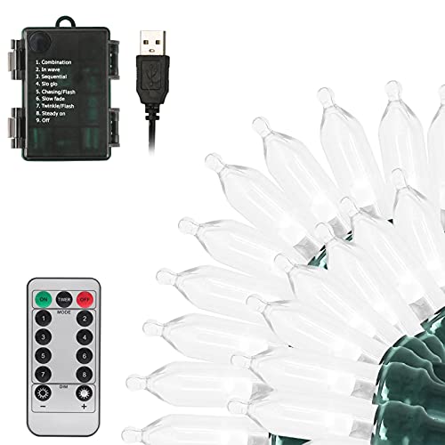 Tcamp 33ft 100LED Battery Operated White Christmas Lights with Remote Timer - color: White, size: 33ft 100LED