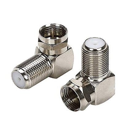 F Type Right Angle 90 Degree Male to Female Cable Connector Coax Adapter Pack of 2