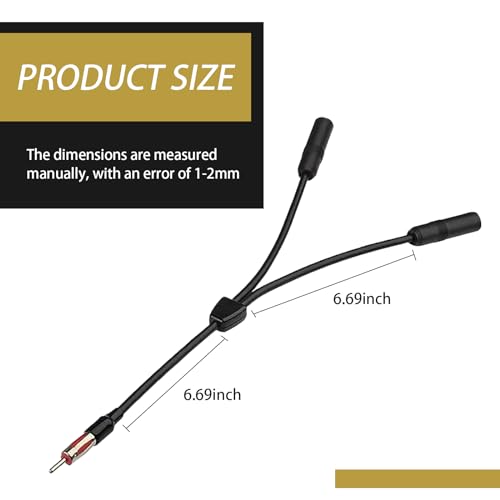 1 PC Car Radio & GPS Navigation System Antenna Connector, Y-Type 12V Plug-in Audio Antenna Splitter, Extension Cable (Black)