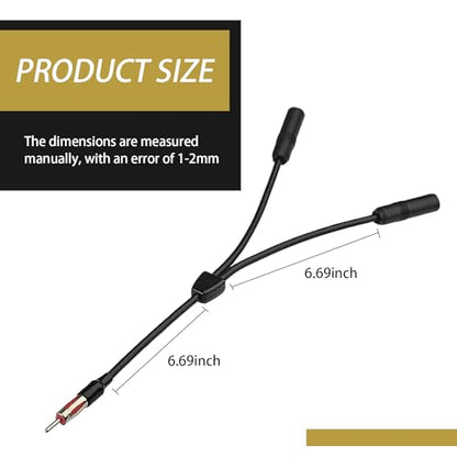 1 PC Car Radio & GPS Navigation System Antenna Connector, Y-Type 12V Plug-in Audio Antenna Splitter, Extension Cable (Black)