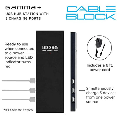 GAMMA+ Professional Barber Appliance Magnetic Mat and Station Organizer, Anti-Slip, Durable Hair Styling Tools - color: Black USB Hub