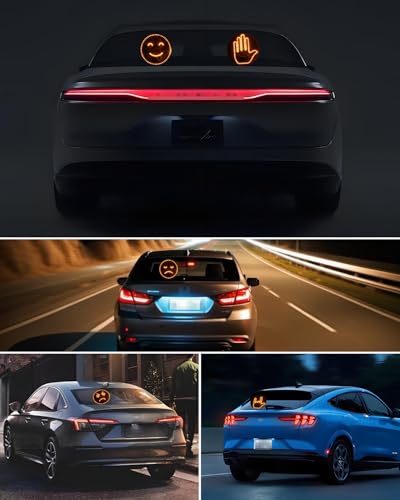 8-in-1 Hand Gesture Light for Car, [4 Gestures & 4 Emojis] Glogesture Light with Heat-Resistant 3M Velcro, [Remote Control] Road Rage Hand Led Sign for Car Window, Funny Truck Accessories - color: Gesture Light