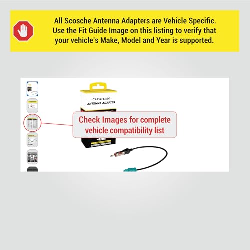 Scosche VWA3B Antenna Adapter for Aftermarket Car Stereo Compatible with Select 2001-19 Domestic and European Vehicles - Radio Antenna Adapter - See Vehicle Fit Guide in Images