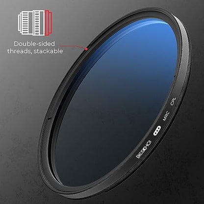 Beschoi 40.5mm Polarizer Filter 30 Layer Multi-Resistant Nano Coated Circular Polarizing Filter(CPL) with HD Optical Glass/Ultra Slim Frame, Reduce Glare/Enhance Contrast/Reduce Reflection - size: 40.5mm