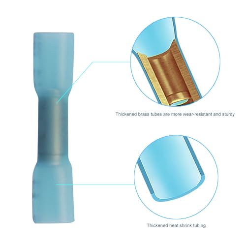 100pcs Blue Heat Shrink Female Spade Connectors,AWG 16-14 Gauge Insulated Electrical Crimp Wire Terminals - color: Blue, size: female quick disconnects