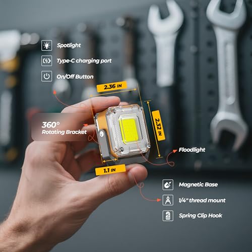 Mini COB Flashlight 2 Pack, 1200LM Dual-Sided Magnetic Work Light