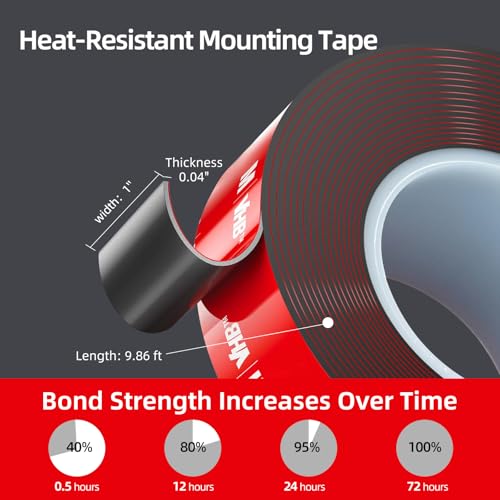 Double Sided Tape, 2 Inch x 10FT Automotive Mounting Tape, Heavy Duty Waterproof Foam Adhesive for Car Trim, Emblems, Side Moldings, Dash Cam & Exterior Accessories - size: 2"x 10FT