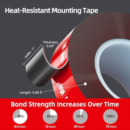 Double Sided Tape, 2 Inch x 10FT Automotive Mounting Tape, Heavy Duty Waterproof Foam Adhesive for Car Trim, Emblems, Side Moldings, Dash Cam & Exterior Accessories - size: 2"x 10FT