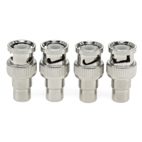 4PCS BNC Male to RCA Femele Coax Adapter, BNC RCA Coupler Adapter Copper Converter Connector for TV Monitor/CCTV Security Camera/Surveillance Systems/DVR Systems