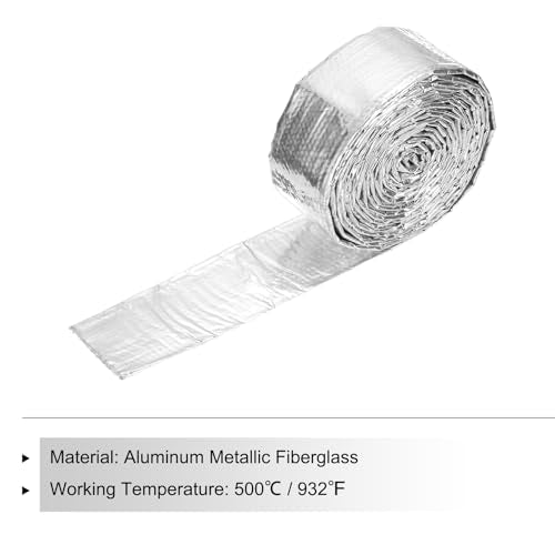 MECCANIXITY Heat Shroud Aluminized Sleeving 15/16" ID x 10.5FT Aluminum Metallic Fiberglass Heat Shroud for Fuel Lines Cables Electrical Wiring - size: 15/16" ID x 10.5FT