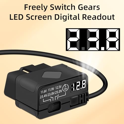 GELRHONR OBD Hardwire Kit, OBD2 to Right Angle USB C Power Adapter Cable for Dash Camera with LED Display and Low Voltage Protection, 12-30V to 5V/3A 24 Hours Surveillance and Acc 2 Mode,11.5FT