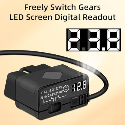 GELRHONR OBD Hardwire Kit, OBD2 to Right Angle USB C Power Adapter Cable for Dash Camera with LED Display and Low Voltage Protection, 12-30V to 5V/3A 24 Hours Surveillance and Acc 2 Mode,11.5FT