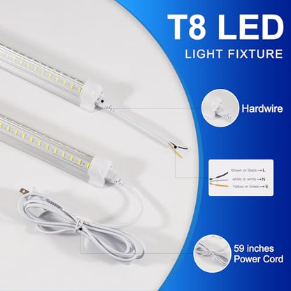 XLNYUUI Led Shop Lights,4FT LED Light 50W 6500K 7000LM Led Daylight,Garage Light Linkable Clear Cover Integrated V-Shape for Garage Warehouse Workbench Workshop(2-Pack) - size: 4FT 2PACK