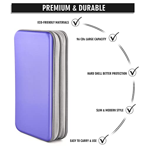 96‑Capacity Hard Plastic CD/DVD Binder for Car, Home & Travel - color: Light Purple