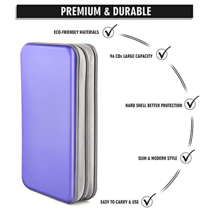96‑Capacity Hard Plastic CD/DVD Binder for Car, Home & Travel - color: Light Purple