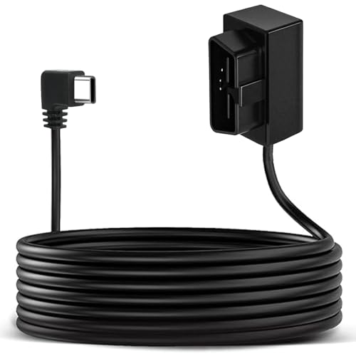 Dash Cam Hardwire Kit,OBD2 to USB C Power Cable with Low Voltage Protection(11.6V Auto-cutoff ) ,Plug & Play,Acc Detection,OBD Adapter Charger Cable For 24/7 Parking Mode,Continuous Recordin (11.5Ft)