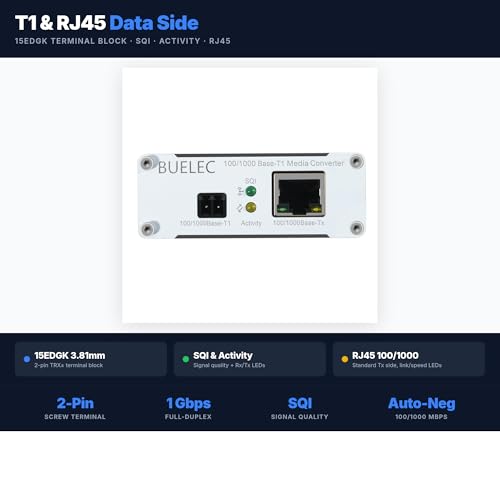 100/1000Base-T1-TX-L Automotive Ethernet Media Converter – 1Gbps Full-Duplex Gigabit T1 to RJ45, 88Q2112&RTL8211FI, Aluminum Alloy Case,TE MATEnet & H-MTD Adapter Boards,Industrial Grade