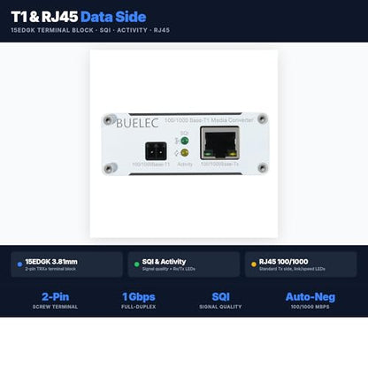 100/1000Base-T1-TX-L Automotive Ethernet Media Converter – 1Gbps Full-Duplex Gigabit T1 to RJ45, 88Q2112&RTL8211FI, Aluminum Alloy Case,TE MATEnet & H-MTD Adapter Boards,Industrial Grade