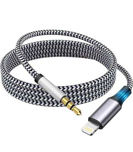 Apple MFi Certified Aux Cord for iPhone, Lightning to 3.5mm Jack Nylon Braided Audio Cable for iPhone 14 13 12 11 XS XR X 8 7 6 iPad to Car/Home Stereo/Headphone/Speaker, Headphone - color: Silver-
