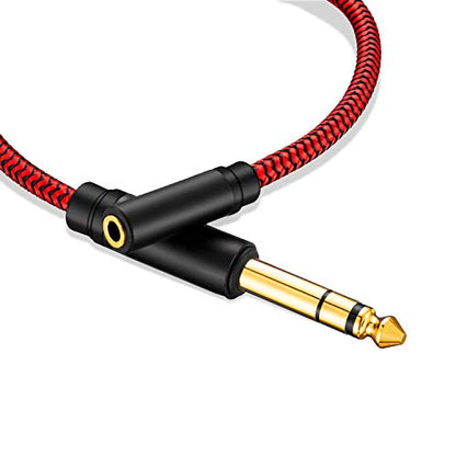 6.35 Male to Female 3.5 Headphones Adapter 6Ft,TRS 1/4 to 3.5mm Stereo Cord 6.35mm 1/4 Male to 3.5mm 1/8 Female for Amplifiers, Guitar Amp, Piano, Home Theater Devices, or Mixing Console (6Ft/2M) - size: 6Ft/2M