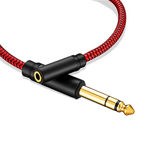 6.35 Male to Female 3.5 Headphones Adapter, TRS 1/4 to 3.5mm Stereo Cord for Amplifiers, Guitar Amp, Piano, Home Theater Devices, or Mixing Console (3Ft/1M) - size: 3Ft/1M