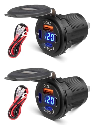 Anina 2Pack 78W 3 Port 12V USB Power Outlet, Type C +USB A Car Charger