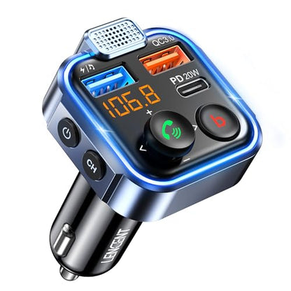 LENCENT FM Transmitter in-Car Adapter, Wireless Bluetooth 5.3 Radio Car Kit - size: Blue-38W