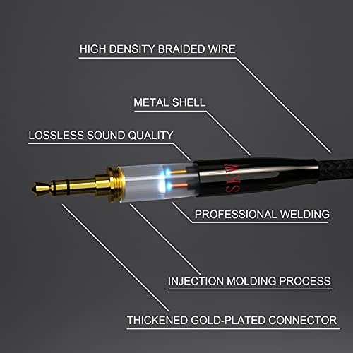 SKW Audiophile 3.5mm Right-Angle Stereo Aux Cable 1/8" TRS 6.5ft/2m - color: Black-straight to bend, size: 6.5ft (2m)