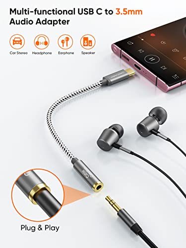 CableCreation USB C to 3.5mm Audio Adapter,0.33FT USBC to Headphone Adapter - style: USB C+3.5mm Audio (1-Port)