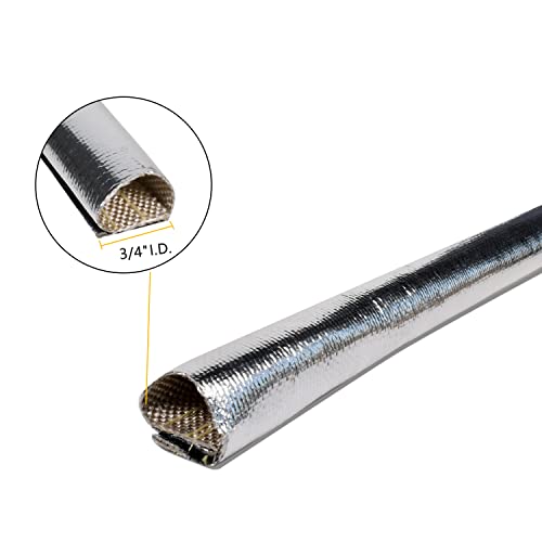 Heat Shroud Sleeve Aluminized Sleeving for Ultimate Heat Protection with Hook and Loop Closure,3/4" I.D. x 10FT,Heat Sheath Sleeve,with 20Pcs Stainless Steel Cable Metal Zip Ties