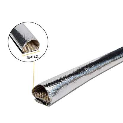 Heat Shroud Sleeve Aluminized Sleeving for Ultimate Heat Protection with Hook and Loop Closure,3/4" I.D. x 10FT,Heat Sheath Sleeve,with 20Pcs Stainless Steel Cable Metal Zip Ties