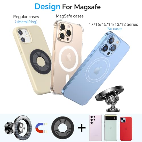 Romuto for MagSafe Car Mount【20 Strong Magnets】 Magnetic Phone Holder for Car Dashboard【360°Rotation】 Car Phone Holder Mount for iPhone 16 Pro Max 15 14 13 12 Plus soporte de telefono para carro