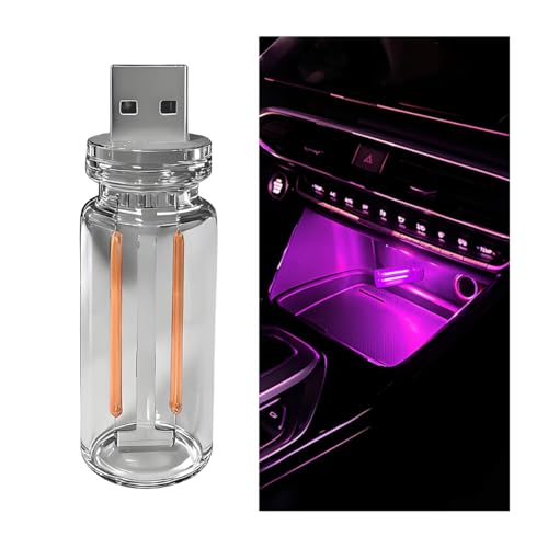 Car Retro Atmosphere Light, Mini Plug-in Touch Control USB Vehicle Glass Bottle LED Night Light, Portable Automotive Interior Ambient Lamp, Universal for Truck SUV Sedan (Purple) - color: Purple