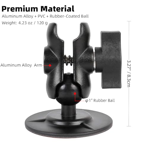 Flex Adhesive 1" Ball Base with Short Double Socket Arm, Compatible with RAM Mounts B Size 1 Inch Ball Components, for Car Motorcycle Phone Mount - style: 1" Ball Adhesive Base with 2.36" Arm