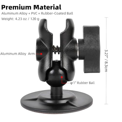 Flex Adhesive 1" Ball Base with Short Double Socket Arm, Compatible with RAM Mounts B Size 1 Inch Ball Components, for Car Motorcycle Phone Mount - style: 1" Ball Adhesive Base with 2.36" Arm