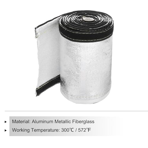 MECCANIXITY 1.5mm Heat Shroud Aluminized Sleeving 1 4/5" ID x 10FT Aluminum Metallic Fiberglass Heat Shroud for Fuel Lines Cables Electrical Wiring - size: 1 4/5" ID x 10FT