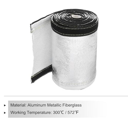 MECCANIXITY 1.5mm Heat Shroud Aluminized Sleeving 1 4/5" ID x 10FT Aluminum Metallic Fiberglass Heat Shroud for Fuel Lines Cables Electrical Wiring - size: 1 4/5" ID x 10FT