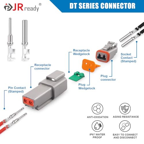 JRready ST6327-202 Deutsch DT Connector 2 Pin 8 Sets, Size 16 Contacts - size: 2-Pin (8 Pairs)