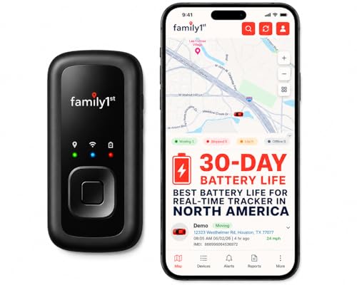 Family1st Portable Automobile GPS Trackers for Vehicles, Cars, Loved Ones, Real Time Tracking App, Up to 30 Days Battery Life, Hidden Tracking for Theft Protection & Subscription Needed.
