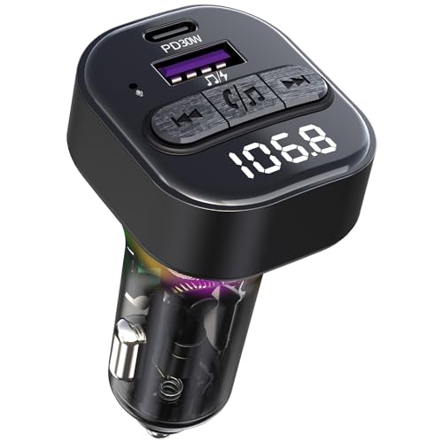 FM Transmitter Bluetooth Car Adapter, Wireless FM Radio Transmitter