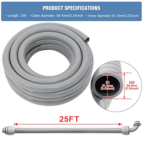DWALE Liquid-Tight Conduit and Connector Kit,Flexible Non Metallic Liquid Tight Electrical Conduit,2inch 25ft Electrical Conduit Kit,with 4 Straight and 3 Angle Fittings Included,2 in. Dia - size: 25FT-2inch