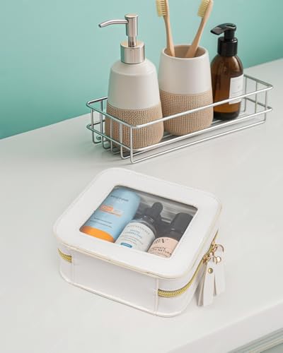 LETGO Mini Makeup Bag,Clear Makeup Bag Cute Travel Makeup Case Pouch Purse Essentials Car Accesories for Women,Travel Essentials Organizers (Off White, Mini-Chic) - color: Off White, style: Mini-chic