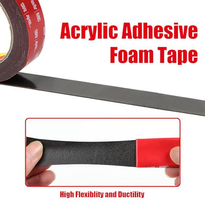 Double Sided Tape Heavy Duty, Waterproof Mounting Foam Tape, 16.5ft Length, 2.76in Width, High Temperature Resistant Adhesive Tape for Car, LED Strip Light, Office Decor, Uses VHB 5952 Raw Material - size: 2.76in x 16.5ft